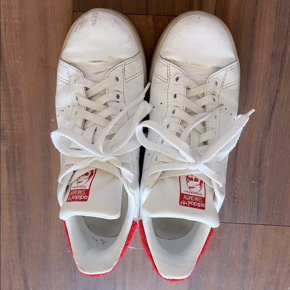 adidas Shoes - Womens Adidas Stan Smith White Red Leather Casual Shoes Sneakers US 7